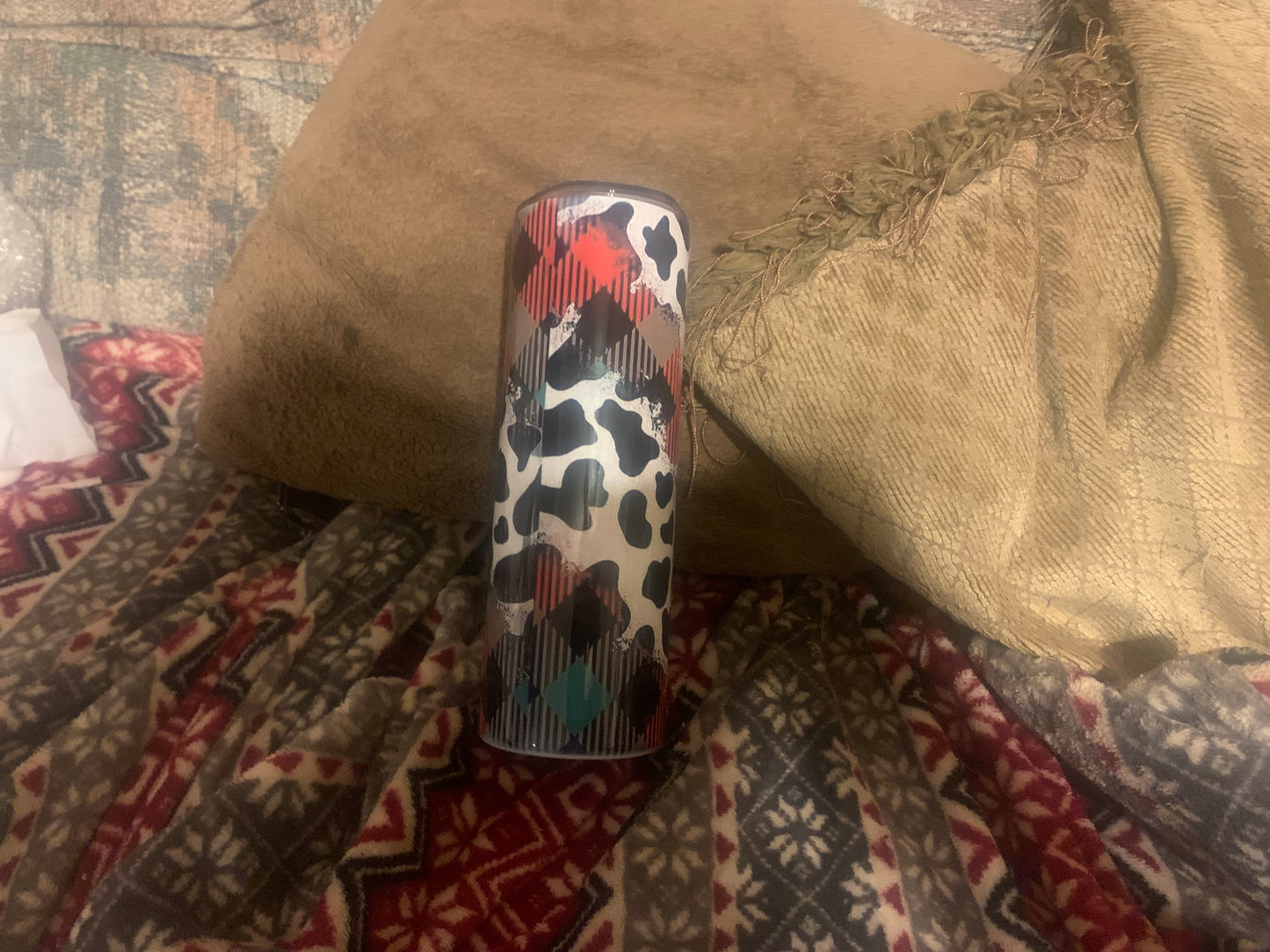 20 oz Cow Print & Plaid Tumbler
