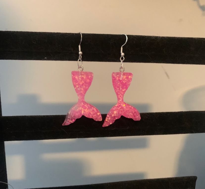 Pink Mermaid Tail Earrings