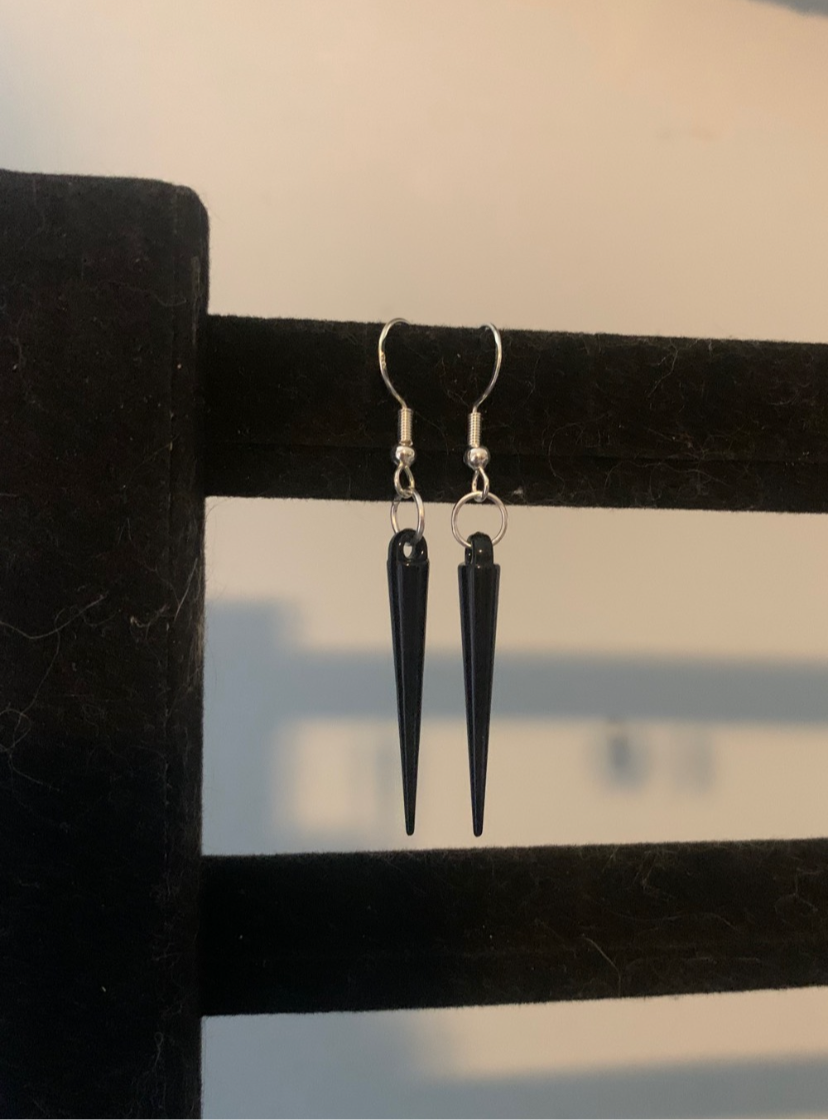 Large Black Spike Earrings