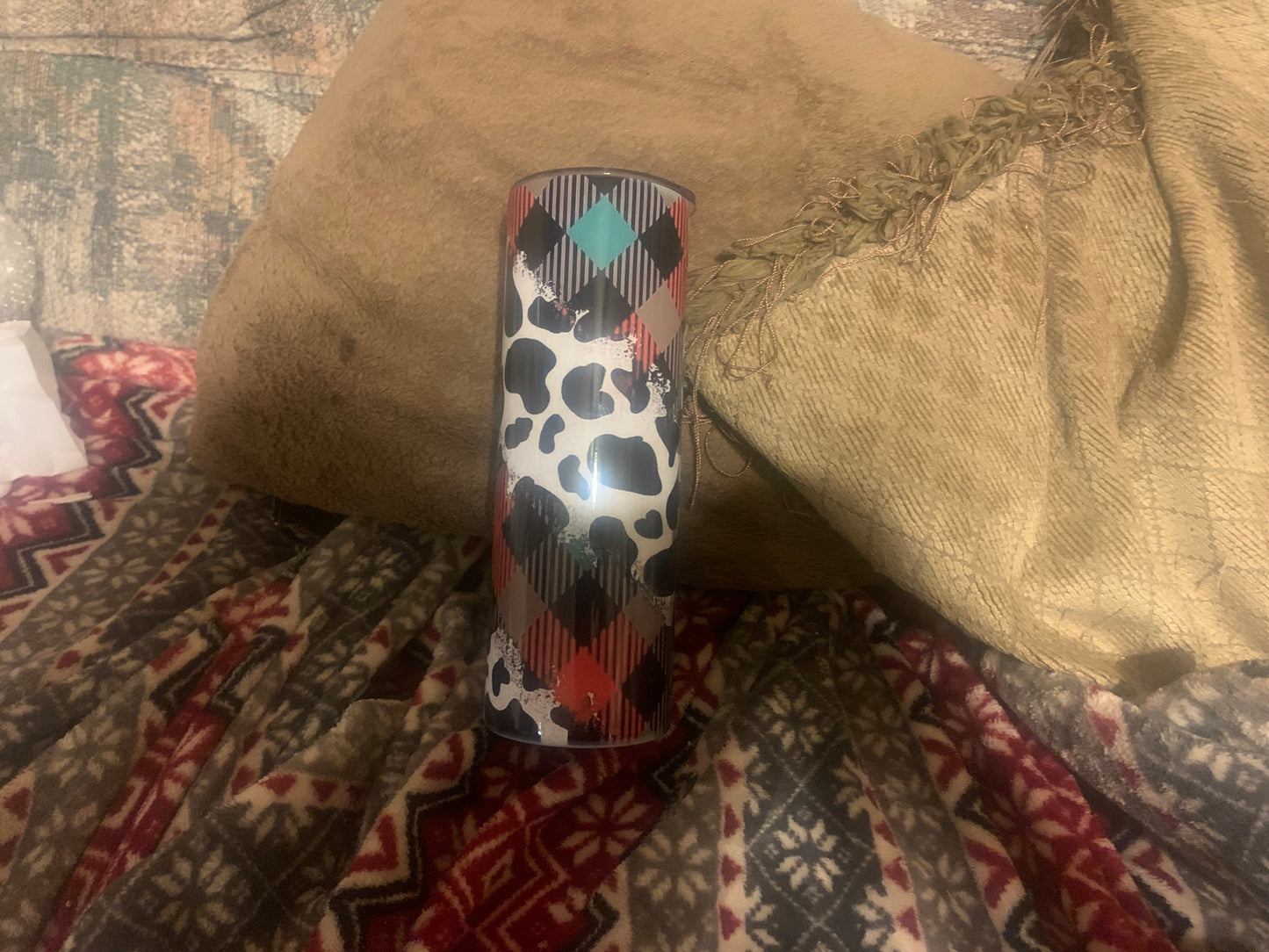 20 oz Cow Print & Plaid Tumbler