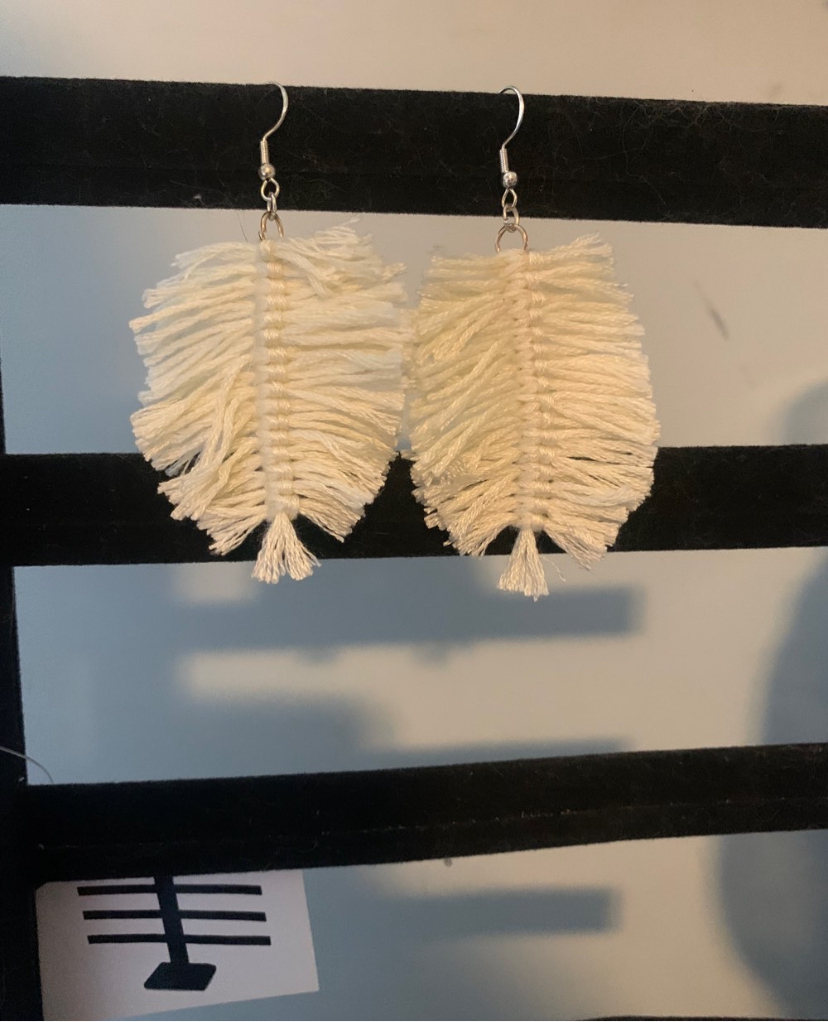 White Macrame Earrings