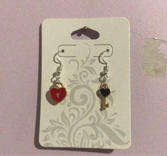 Heart & Key Earrings