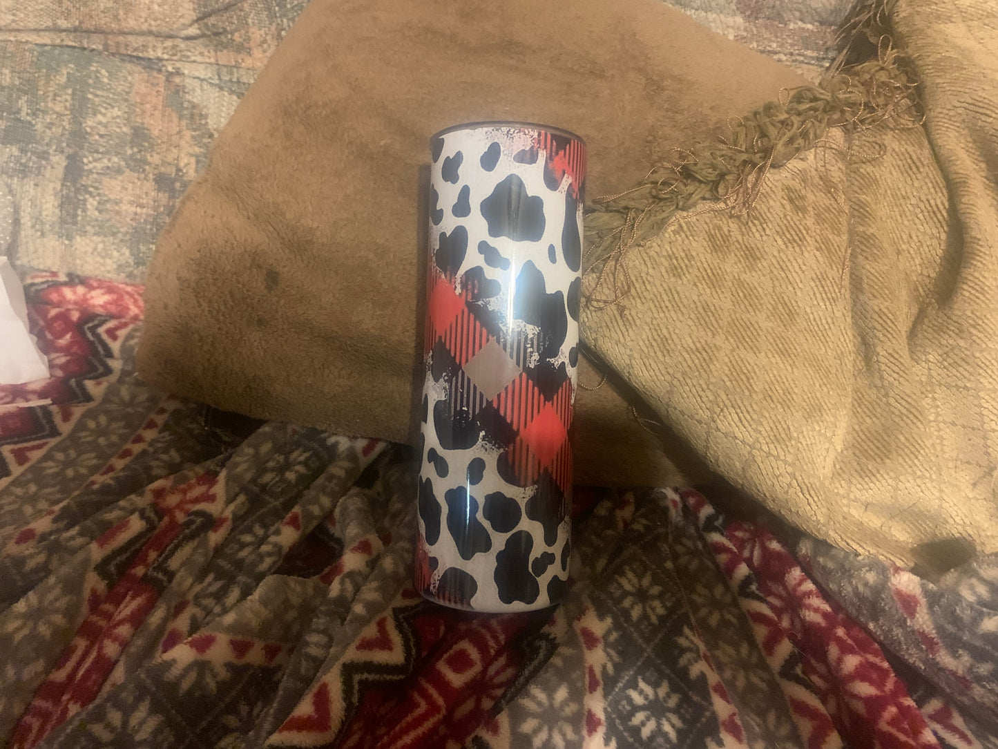 20 oz Cow Print & Plaid Tumbler