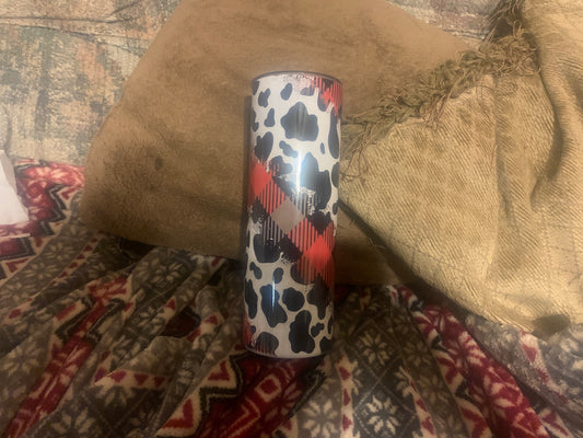 20 oz Cow Print & Plaid Tumbler