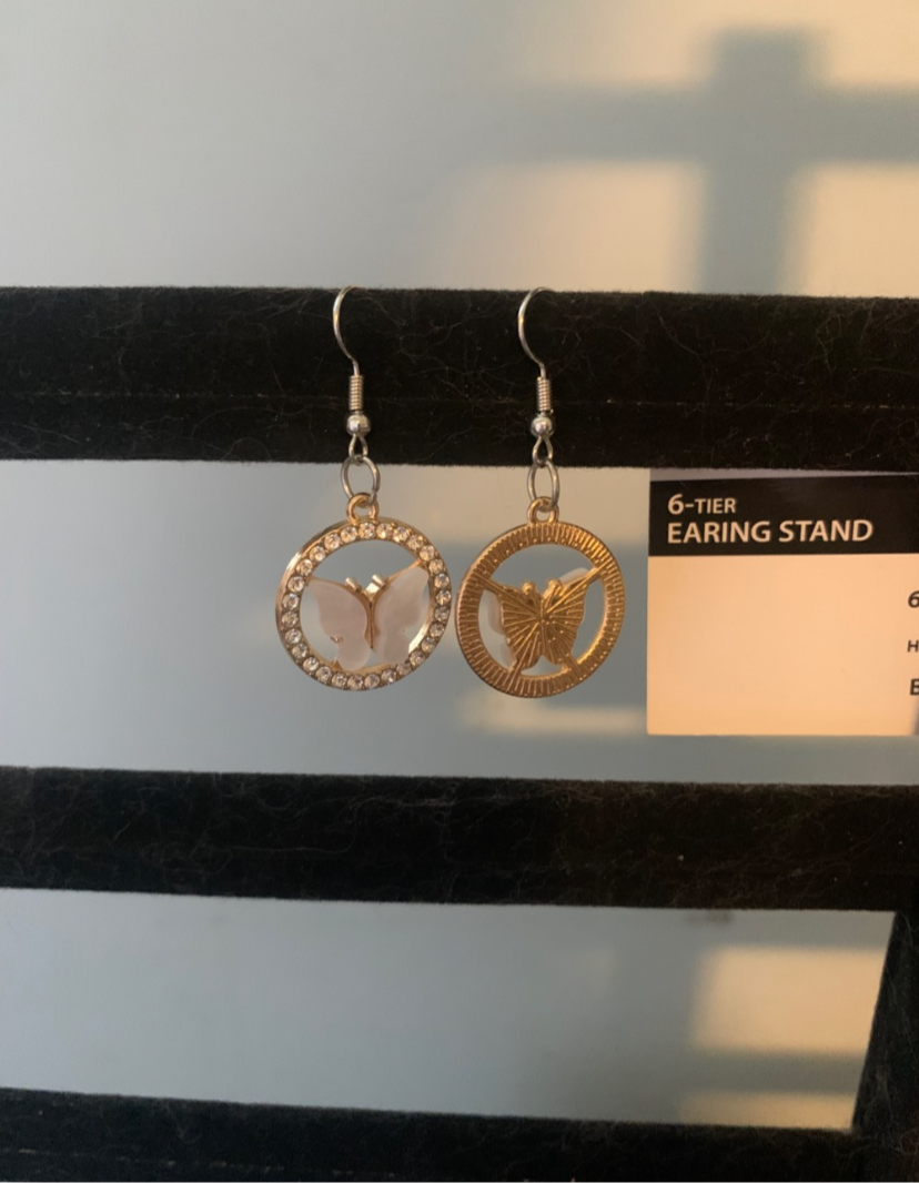 Rose Gold & pink Butterfly Earring