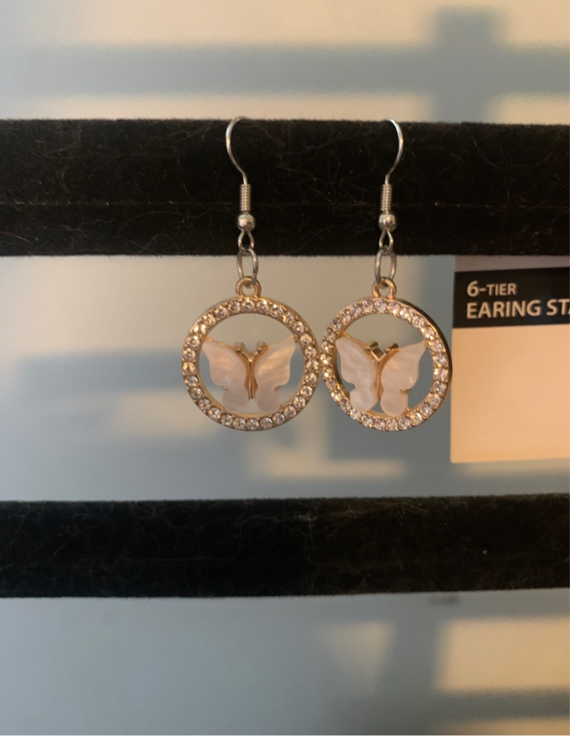 Rose Gold & pink Butterfly Earring