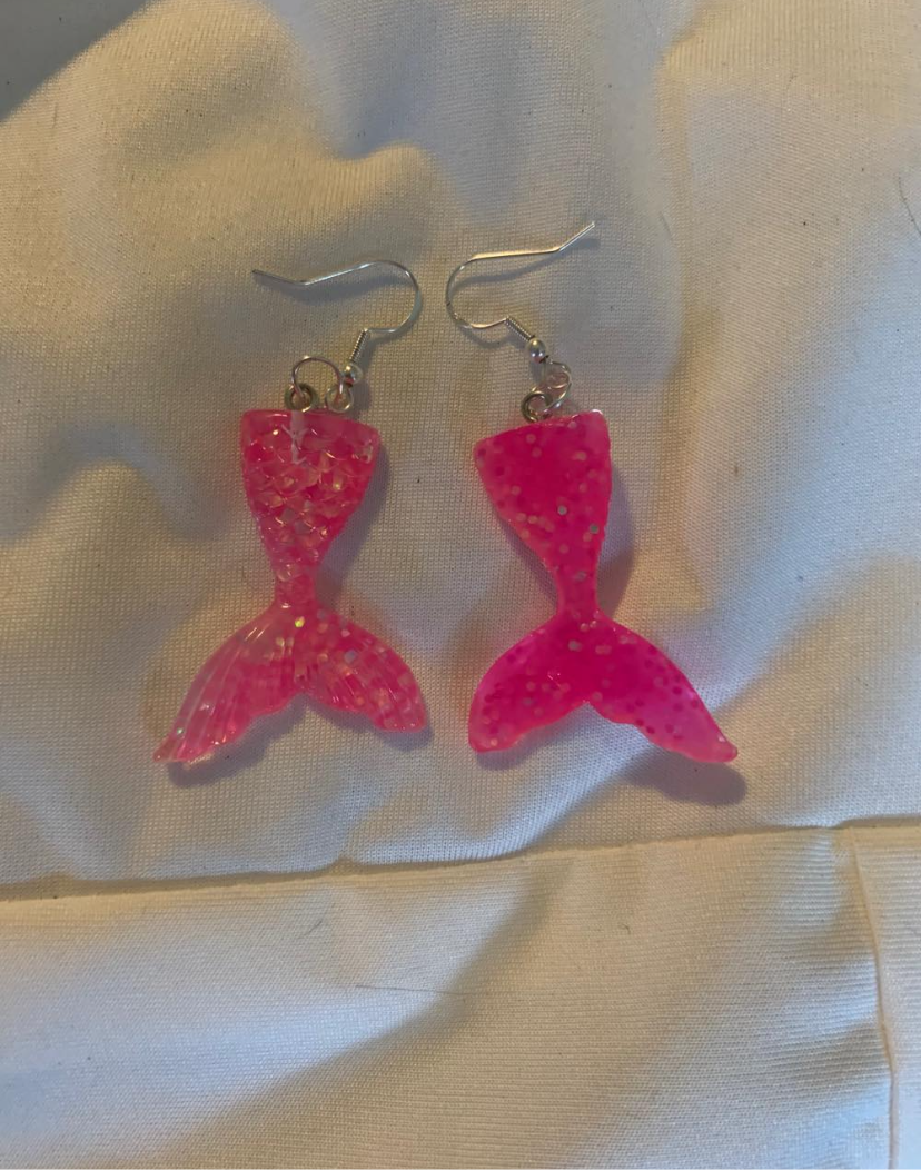 Pink Mermaid Tail Earrings