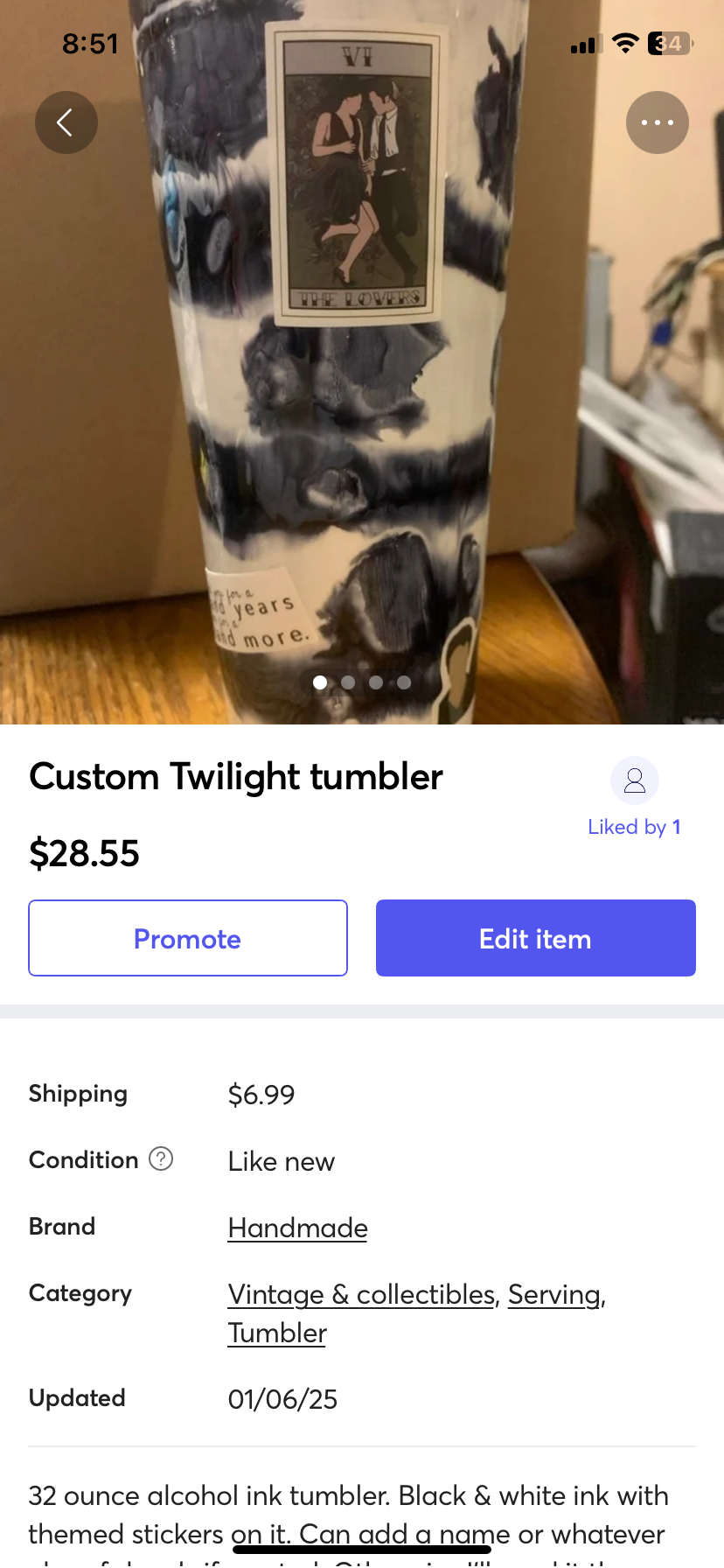 32 oz Twilight Themed Tumbler